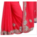 Mesmerizing Pink Colored Stone Worked Chiffon Saree